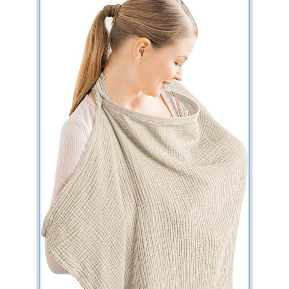 Konssy 100% Cotton Muslin Nursing Cover Breastfeeding Cover with Rigid Hoop